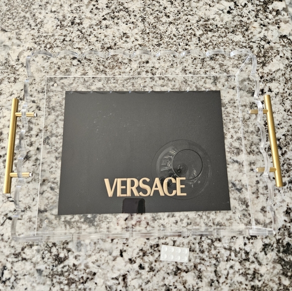 Clear Acrylic Vanity/Serving Tray with Gold Handles